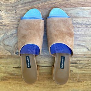 9 West Raissa tan suede mules 7.5